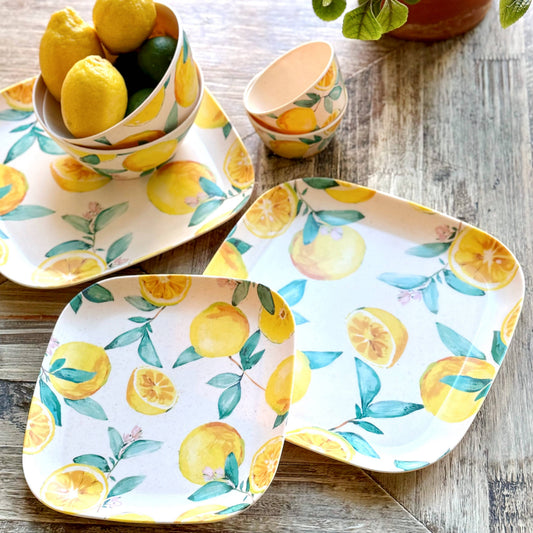 Patina Vie Lemon Bamboo Salad Plate, S/4