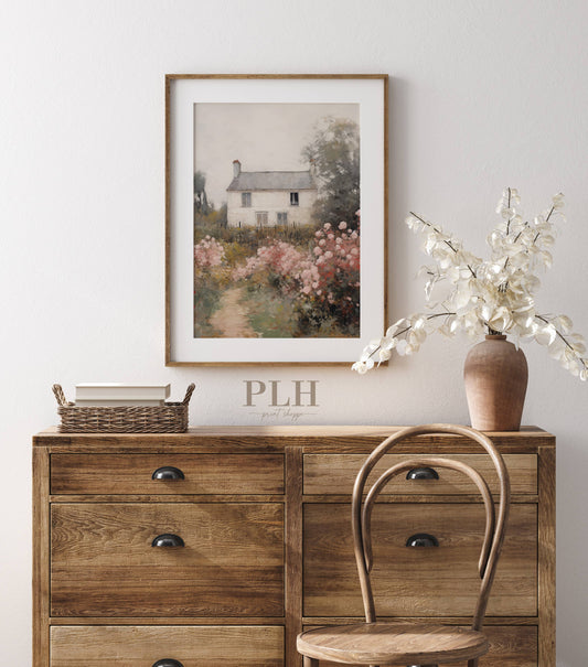 Vintage Landscape Spring House Art Print