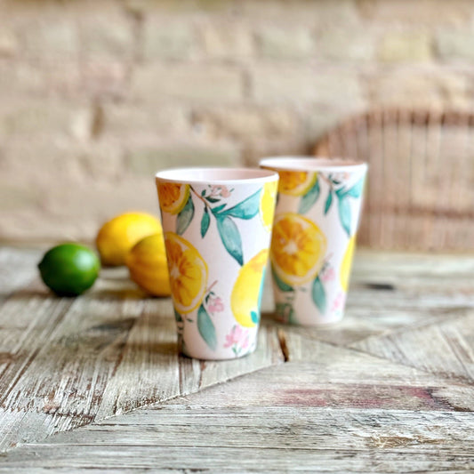 Patina Vie Lemon Bamboo Tumbler, S/4