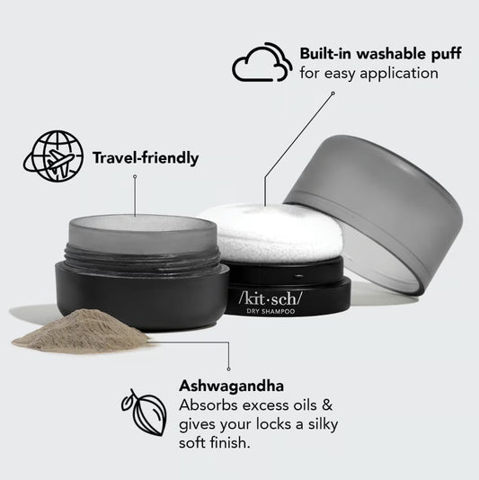 Dark Volumizing Rice Protein Dry Shampoo with Puff