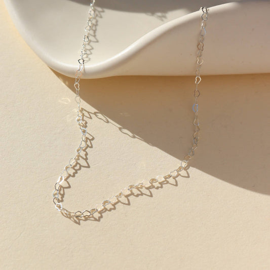 Sterling Silver or 14k Gold Filled Petite Heart Chain 18 inches
