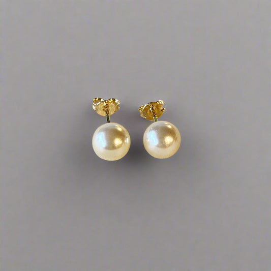 18k Gold Filled 8mm Classic Pearl Stud