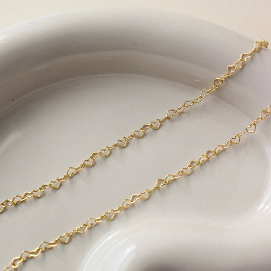 Heart Chain Bracelet in 14k Gold Fill or Sterling Silver 