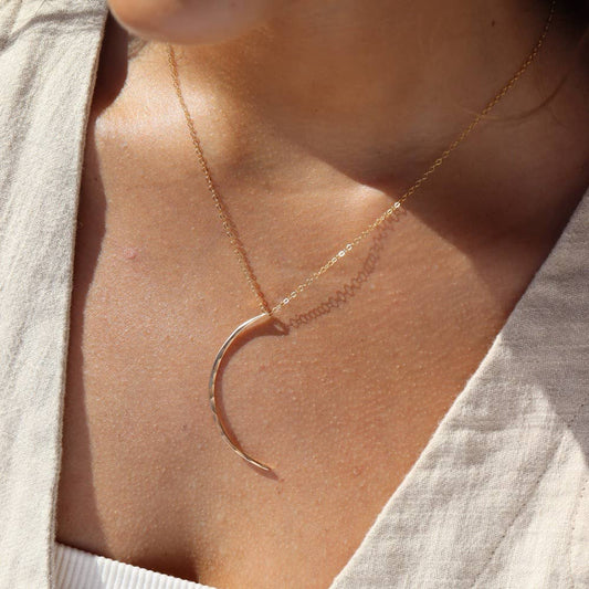 Crescent Moon Necklace in 14k Gold Filled or Sterling Silver - Best Seller