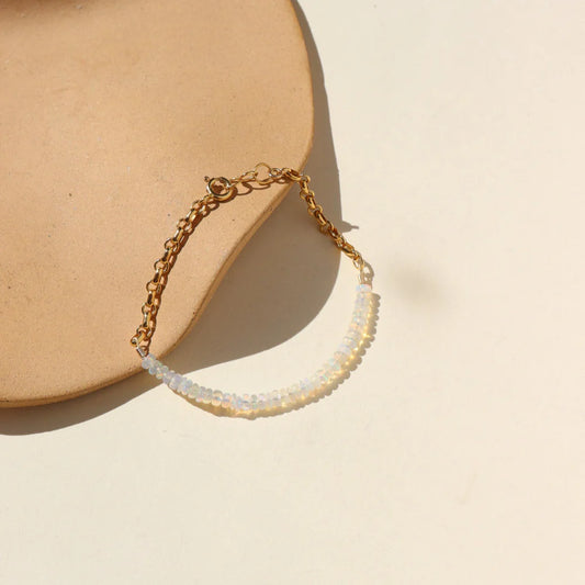 White Opal Bracelet in 14K Gold Filled