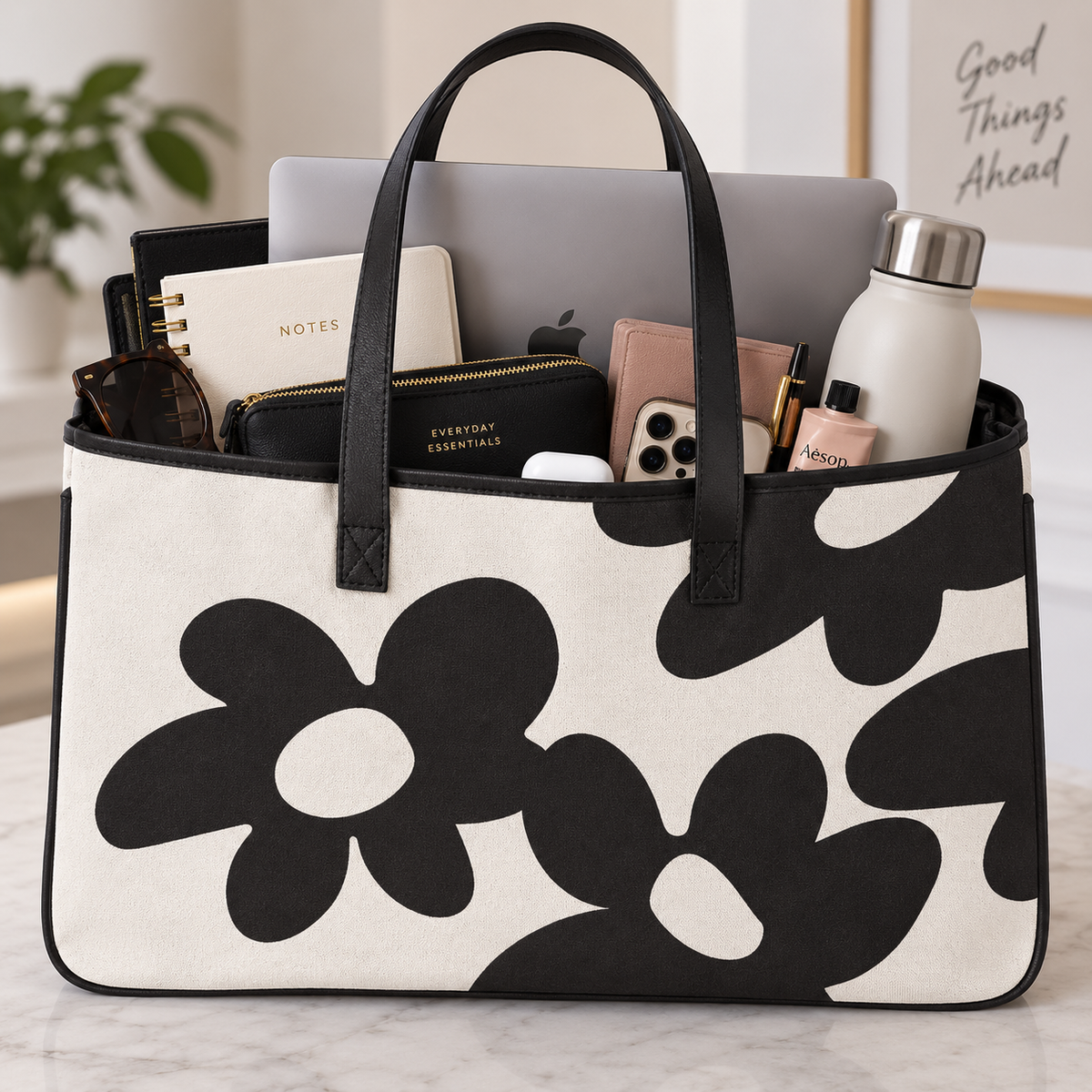Canvas Pattern Tote - Flowers