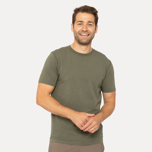 Pima Cotton Blend Short Sleeve Tee ~ Dark Sage and Denim
