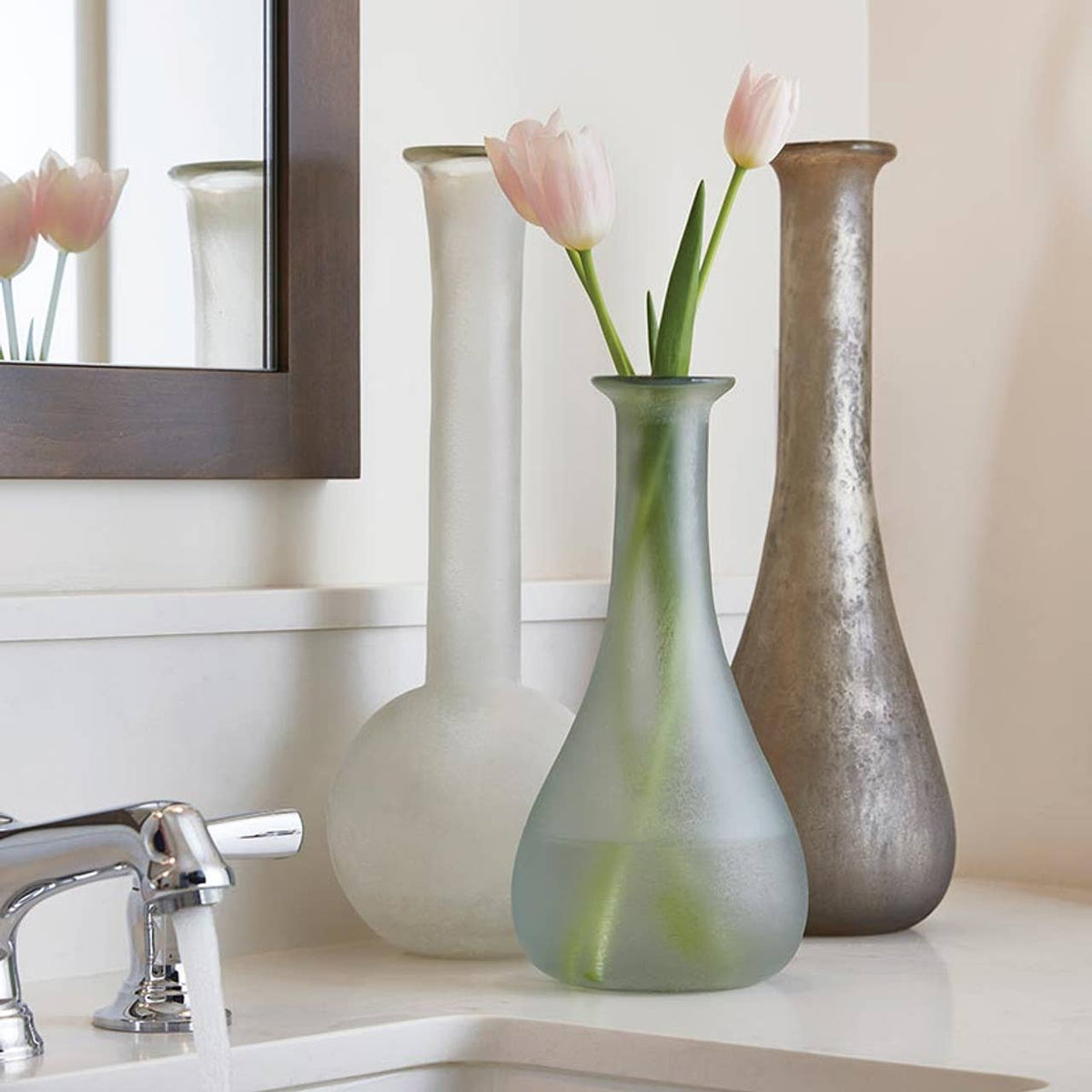 Blue Frosted Glass Vase