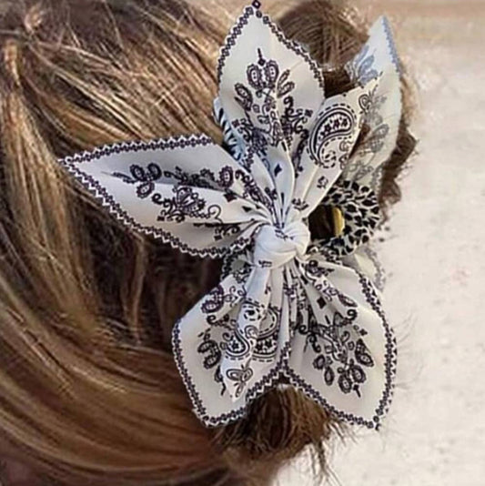 Paisley Floral Print Bow Knot Hair Clip
